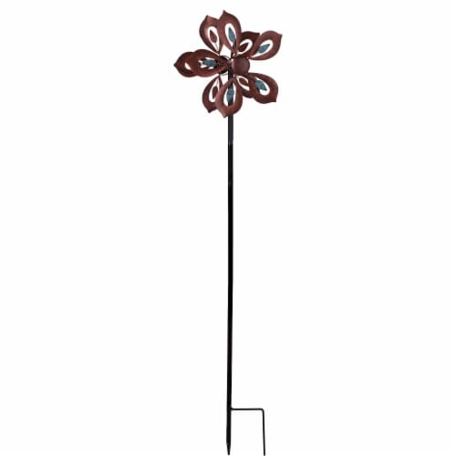 HD Designs Outdoors Windspinner Copper Feather Outdoor Decor Perspective: front