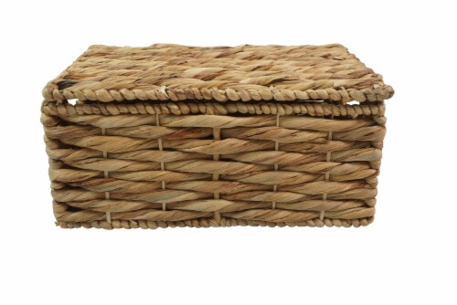 HD Designs Large Water Hyacinth Basket with Lid Perspective: front