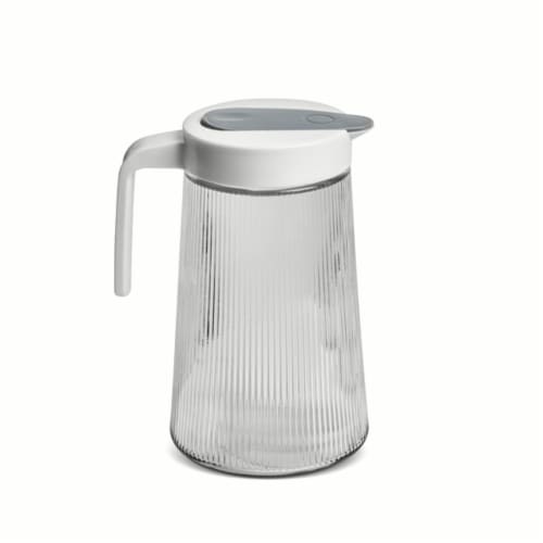 Dash of That Clear Glass Ribbed Pitcher Perspective: front