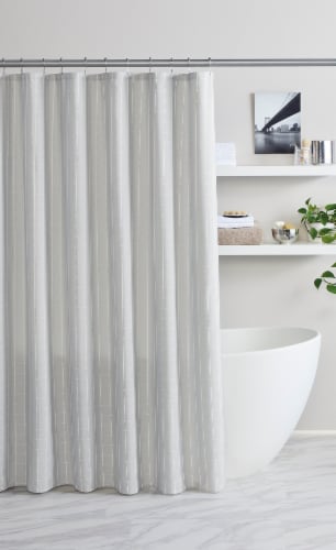 HD Designs Austen Fabric Shower Curtain - Grey Perspective: front