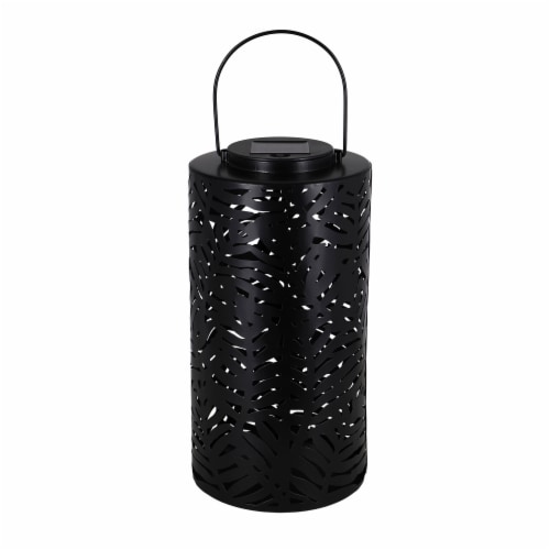 HD Outdoors Solar Metal Leaf Lantern - Black Perspective: front