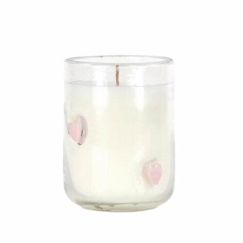 Silkcraft Valentine's Day Pink Heart Debossed Candle Perspective: front