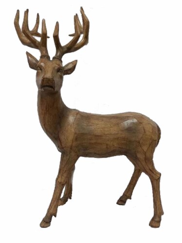HD Designs Resin Standing Deer Dark Wood Perspective: front