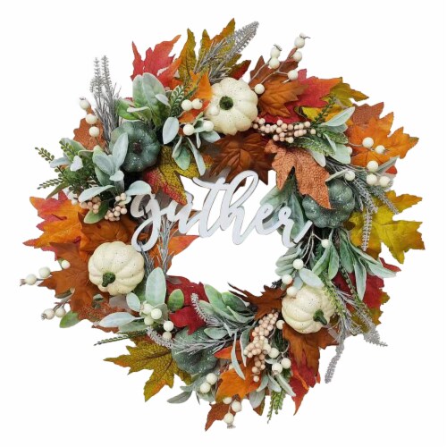 Holiday Home LED Fall Gather Wreath Perspective: front