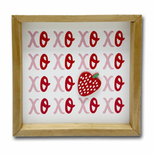 Holiday Home Valentine's 8-Inch Block Sign - XO With Strawberry Perspective: front