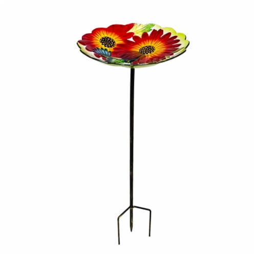 HD Designs Outdoors Handpainted Hummingbird Birdbath Stake Perspective: front
