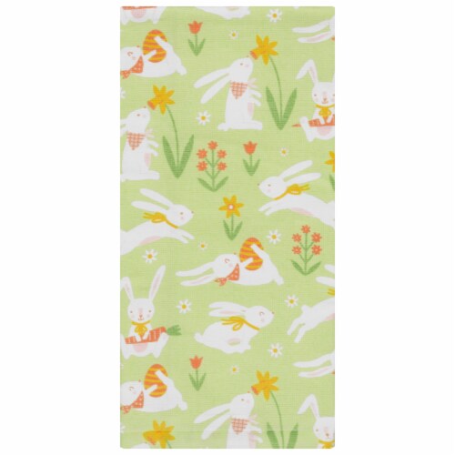Holiday Home Lime Cream Frolic Dual Terry Kitchen Towel Perspective: front