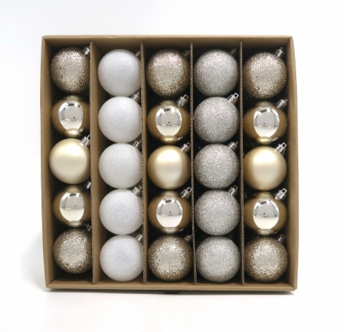 Holiday Home Shatterproof Ornaments - Champagne Candy/White Perspective: front