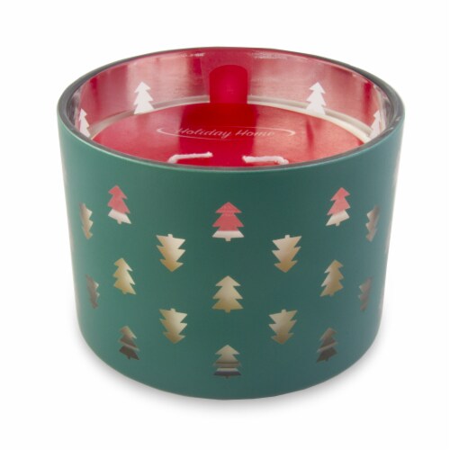 Holiday Home Large Trees Engraved Jar Candle Perspective: front