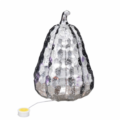 Holiday Home LED Faceted Plastic Gourd - Silver Perspective: front