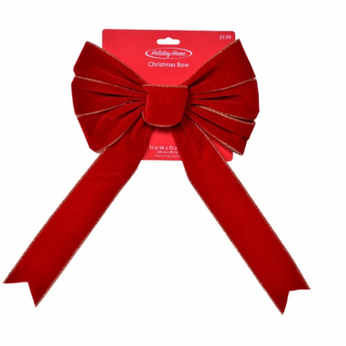 Holiday Home Velvet Bow Wreath - Red Perspective: front