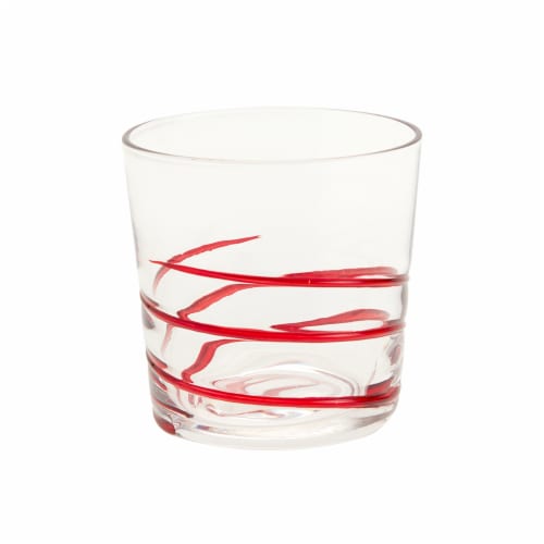 Holiday Home Red Swirl Double Old Fashioned Glass Perspective: front