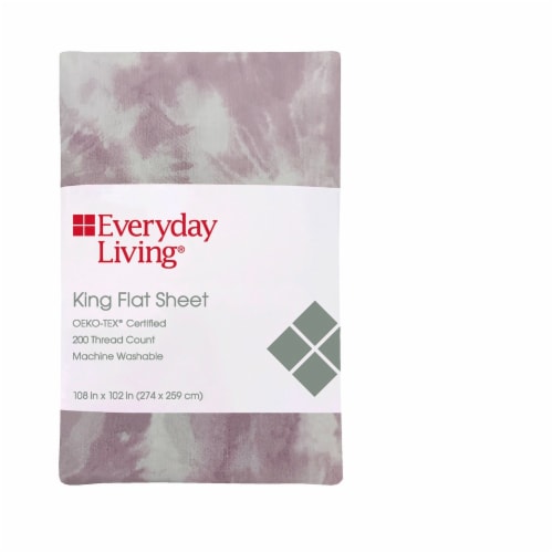 Everyday Living® King Flat Sheet Cotton/Polyester T200 Purple Perspective: front