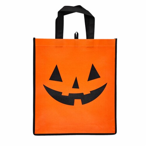 Holiday Home Orange Jack O Lantern Treat Bag Perspective: front