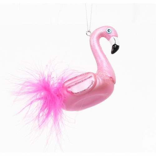 Holiday Home Pink Flamingo Ornament Perspective: front