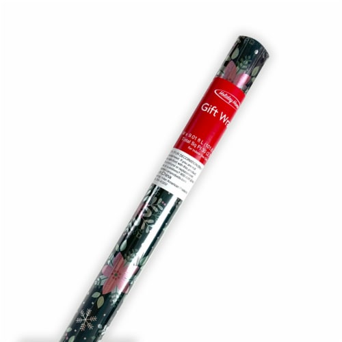 Holiday Home 40" Mod Floral Snowflake Christmas Gift Wrap Perspective: front