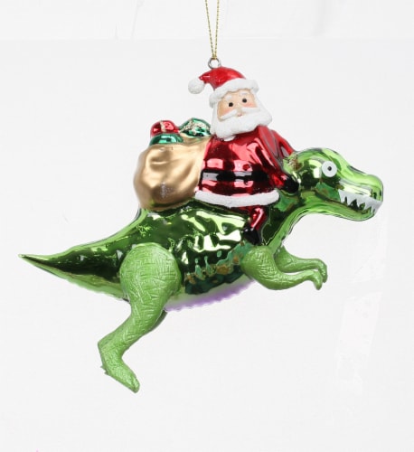 Holiday Home Santa on Dino Sleigh Perspective: front