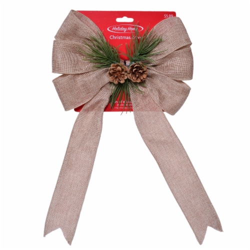 Holiday Home Burlap Bow Wreath Perspective: front