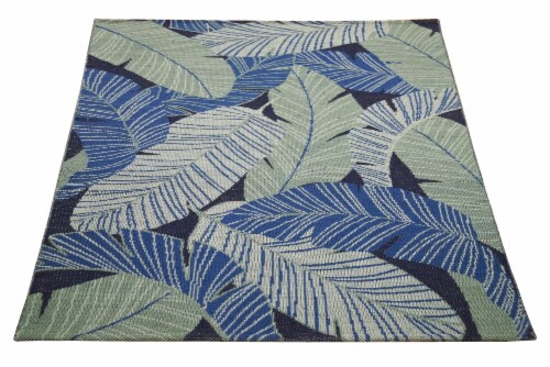 HD Designs Outdoors Banana Leaves Rug - Patriot Blue Perspective: front