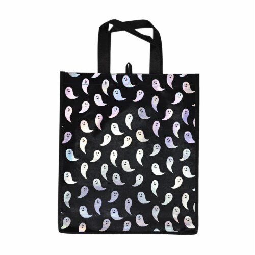 Holiday Home Iridescent Ghosts Halloween Treat Bag Perspective: front