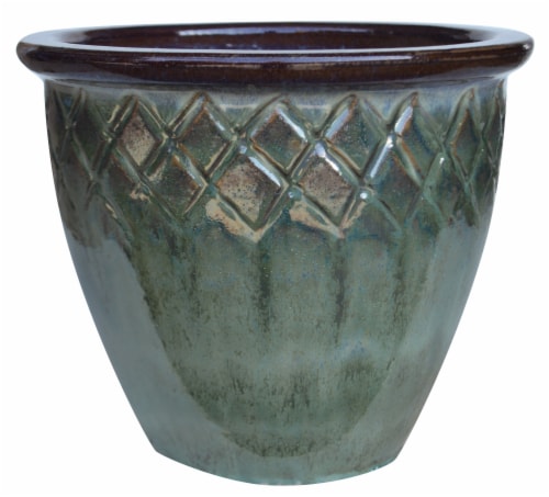 HD Designs Outdoors Palisades Planter 15" Green Perspective: front
