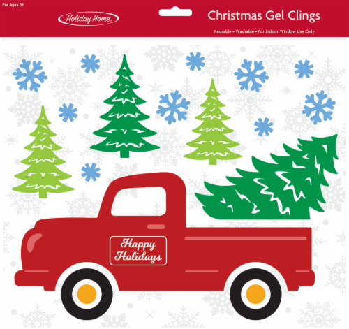 Holiday Home Trendy Christmas Tree Gel Window Cling Christmas Décor Perspective: front