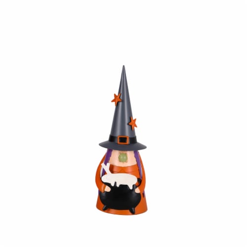 Holiday Home 10" Metal Gnome Cauldron Halloween Decor Perspective: front