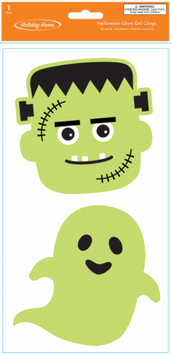 Holiday Home® Frankenstein & Ghost Halloween Glow Window Gel Cling Perspective: front