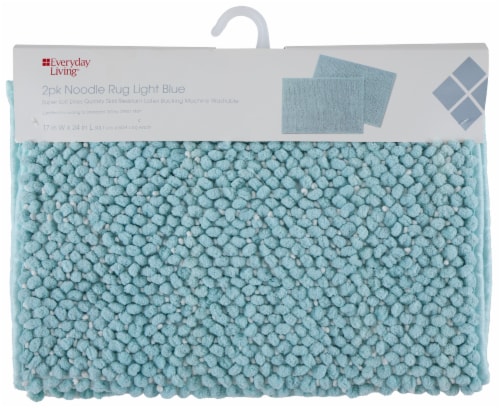 Everyday Living 100% Polyester Noodle Bathmat - 2 Pack - Light Blue Perspective: front