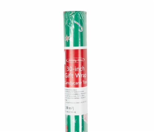 Holiday Home 30 In Candy Cane Toss Gift Wrap Roll Perspective: front