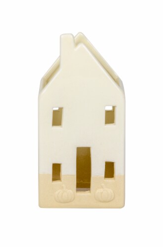 Holiday Home Harvest White Dolomite House Fall Table Decor Perspective: front