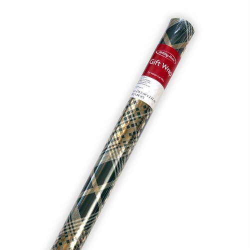 Holiday Home 30" Fancy Plaid Christmas Gift Wrap Perspective: front