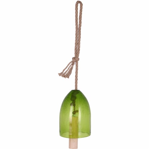 HD Designs Outdoors Green Crackle Glass Bell Chime Perspective: front
