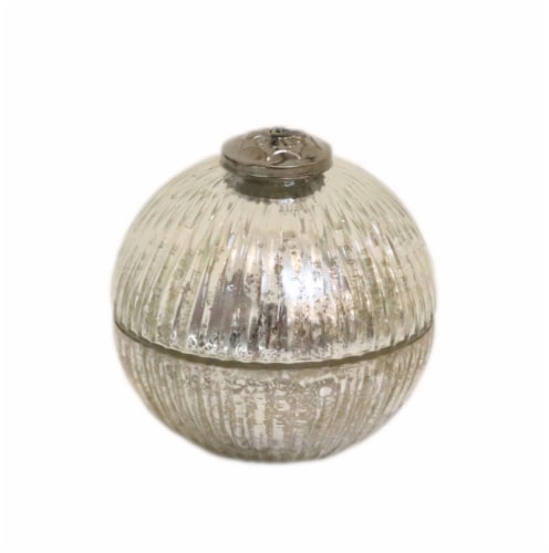 Holiday Home Rippled Glass Ornament Candle - Silver Perspective: front
