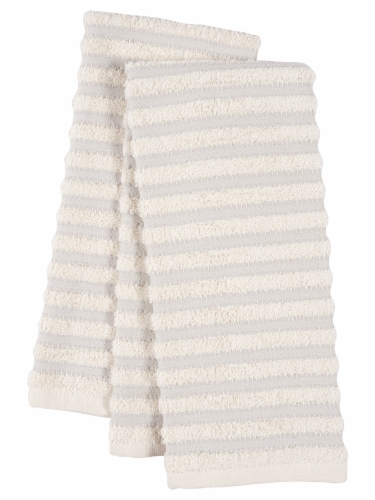 Dash of That Dobby Striped Terry Cloth Kitchen Towels - Silver Perspective: front