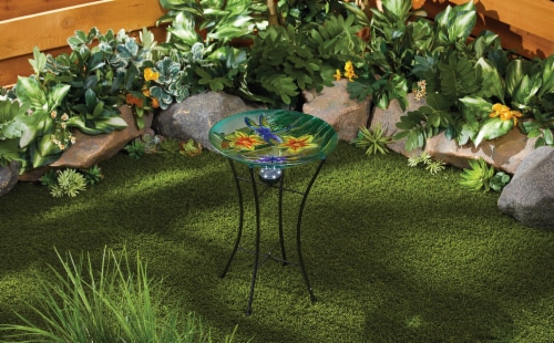 HD Designs Outdoors Glass Dragonfly Bird Bath Perspective: front