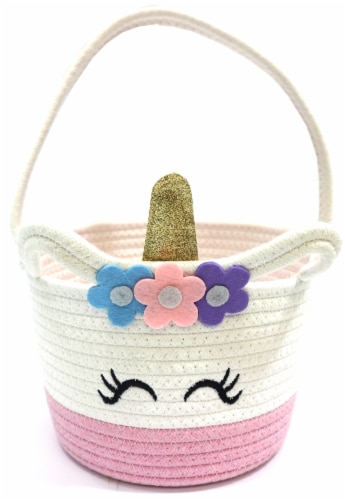 Holiday Home® Easter Unicorn Rope Basket Perspective: front