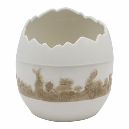 Holiday Home Easter 6.7in Porcelain Egg Shape Decor Perspective: front
