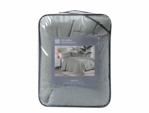 HD Designs® Waffle Comforter King Size - Green Perspective: front