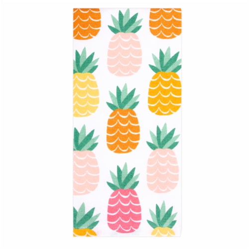 HD Designs Outdoors Pineapple Party Multi Color Dual Kitchen Towel Set Perspective: front