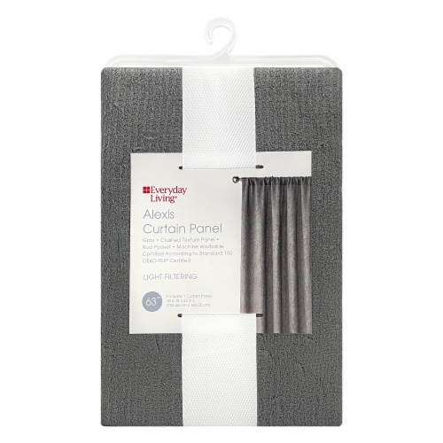 Everyday Living Alexis Crushed Casual Rod Pocket Single Curtain Panel - Grey Perspective: front