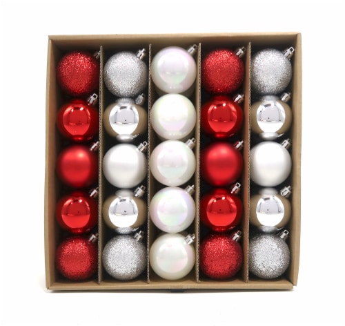 Holiday Home Shatterproof Ornaments - Red/Silver/White Perspective: front