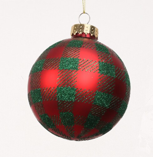 Holiday Home Plaid Ball - Red / Green Perspective: front