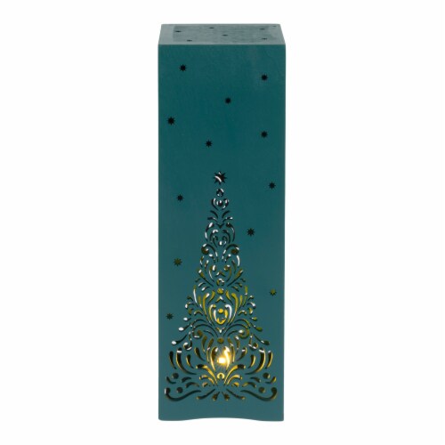 Holiday Home Wood Lantern Tree Cutout - Green Perspective: front