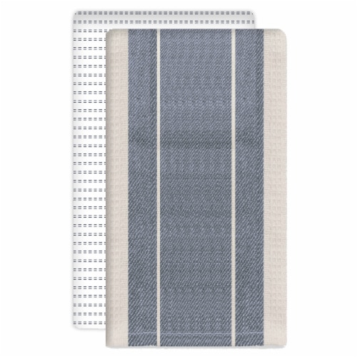 Dash of That Striped Waffle & Dual Purpose Kitchen Towel - Stone Perspective: front