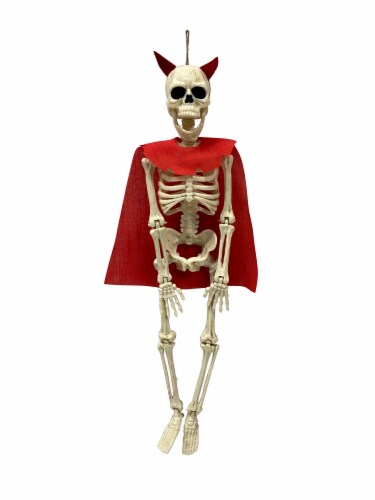 Holiday Home 16" Hanging Devil Skeleton Halloween Decor Perspective: front
