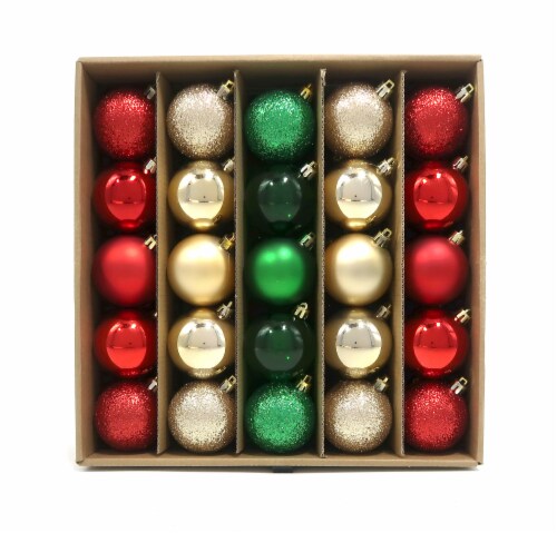Holiday Home Shatterproof Ornaments - Red/Green/Gold Perspective: front