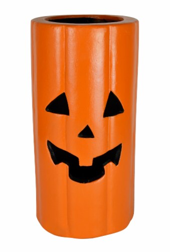 Holiday Home Orange Slim Pumpkin Cylinder Halloween Décor Perspective: front