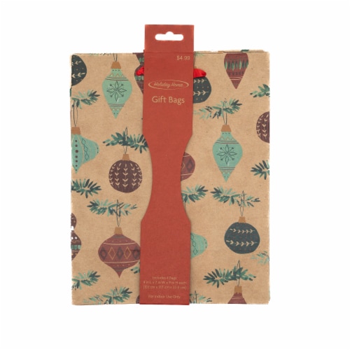 Holiday Home Ornaments & Multi Plaid Kraft Bags Perspective: front