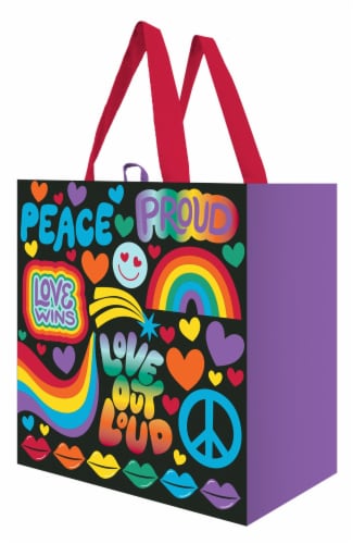Earthwise Pride Love Wins Reusable Tote Bag Perspective: front